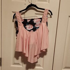 Pink Sleeveless Women's Two Piece Suit